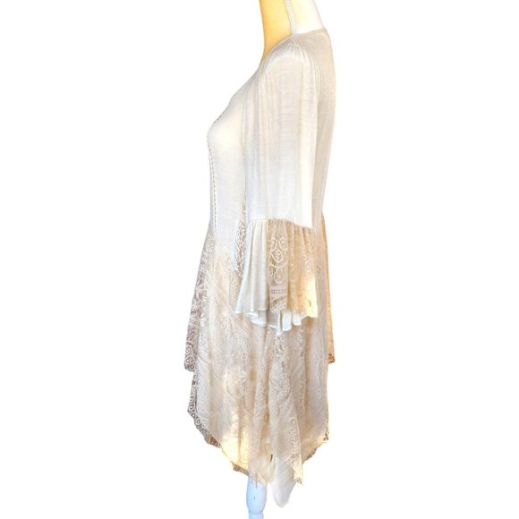 altar'd state Lace Asymmetrical Cream Beige Blouse Layering Cottagecore - Picture 4 of 14